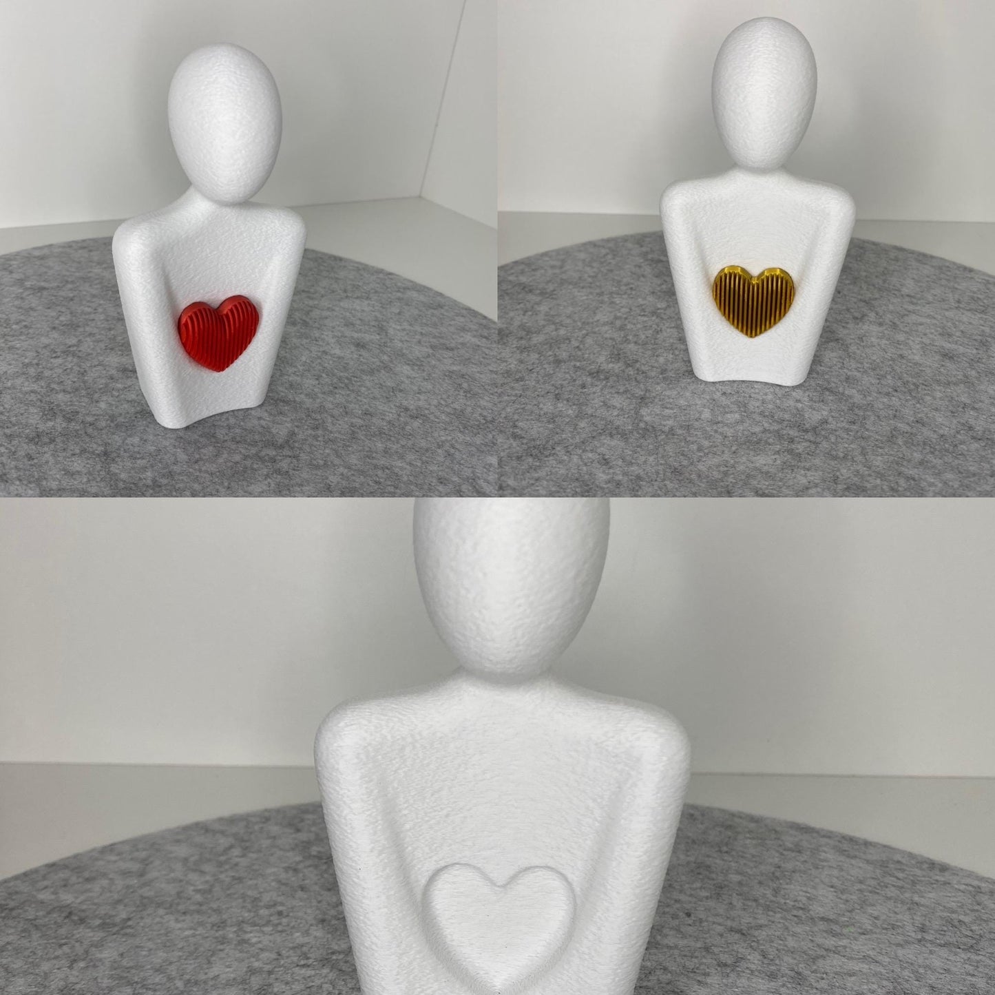 3D-Druck Skulptur mit Herz aus PLA | Geschenk für Mama | Muttertag Figur | Nachhaltige Deko | Handgemachte Herz-Skulptur modern
