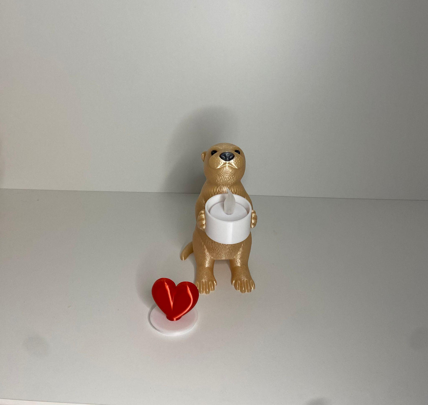 Süßer Otter mit LED-Herzbox - einfach zum verlieben - Das Besondere Geschenk, LED-Licht, Deko, 3D Druck, niedlich
