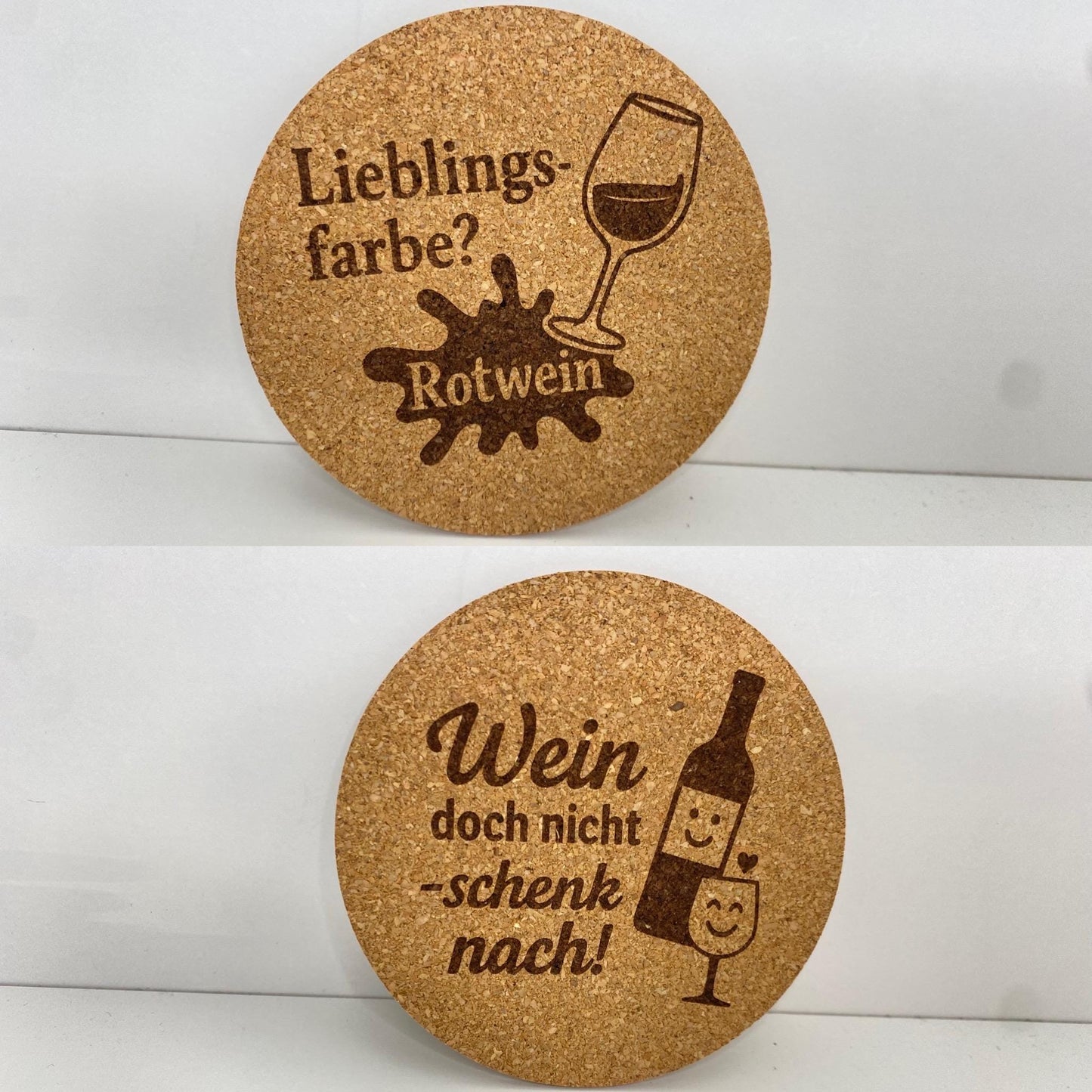 Lustige Korkuntersetzer mit Weinsprüchen – 18er Set | Geschenk für Weintrinker & Genießer