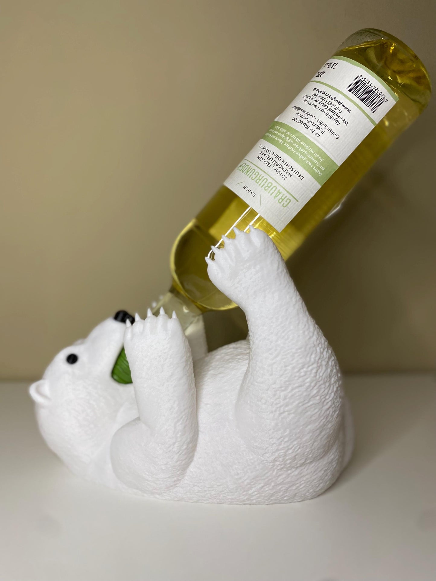 Eisbär Weinflaschenhalter – Origineller Flaschenhalter aus 3D-Druck | Geschenk für Weinliebhaber & stilvolle Dekoration