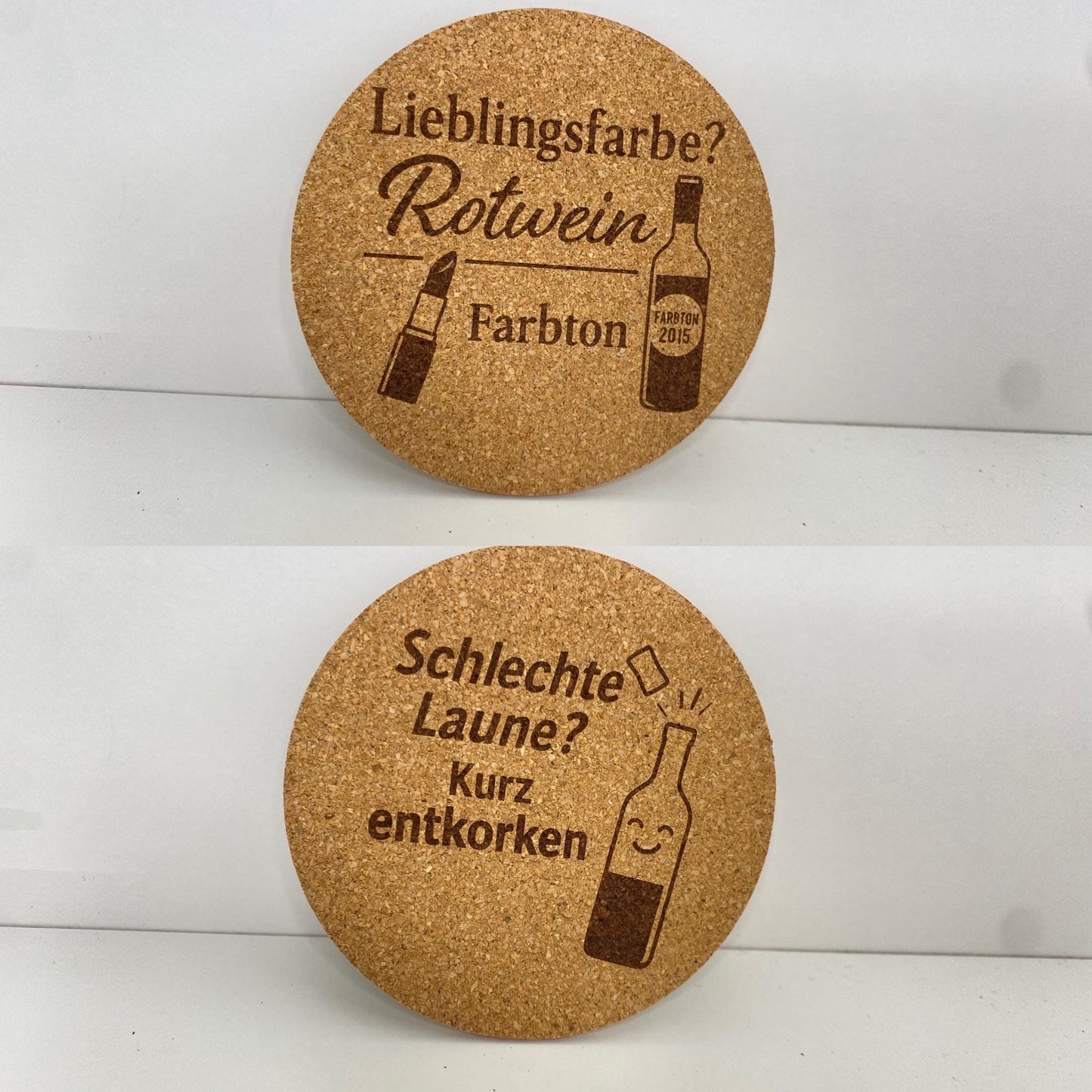 Lustige Korkuntersetzer mit Weinsprüchen – 18er Set | Geschenk für Weintrinker & Genießer