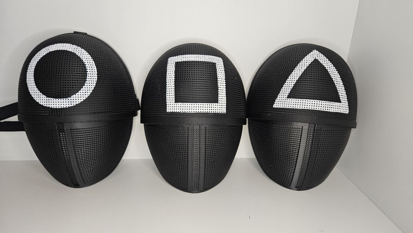 Tintenfisch Maske - Kreis Dreieck Quadrat blank in weiß oder blank schwarz - verstellbarer Klettverschluss Karneval Maske Fasching Cosplay