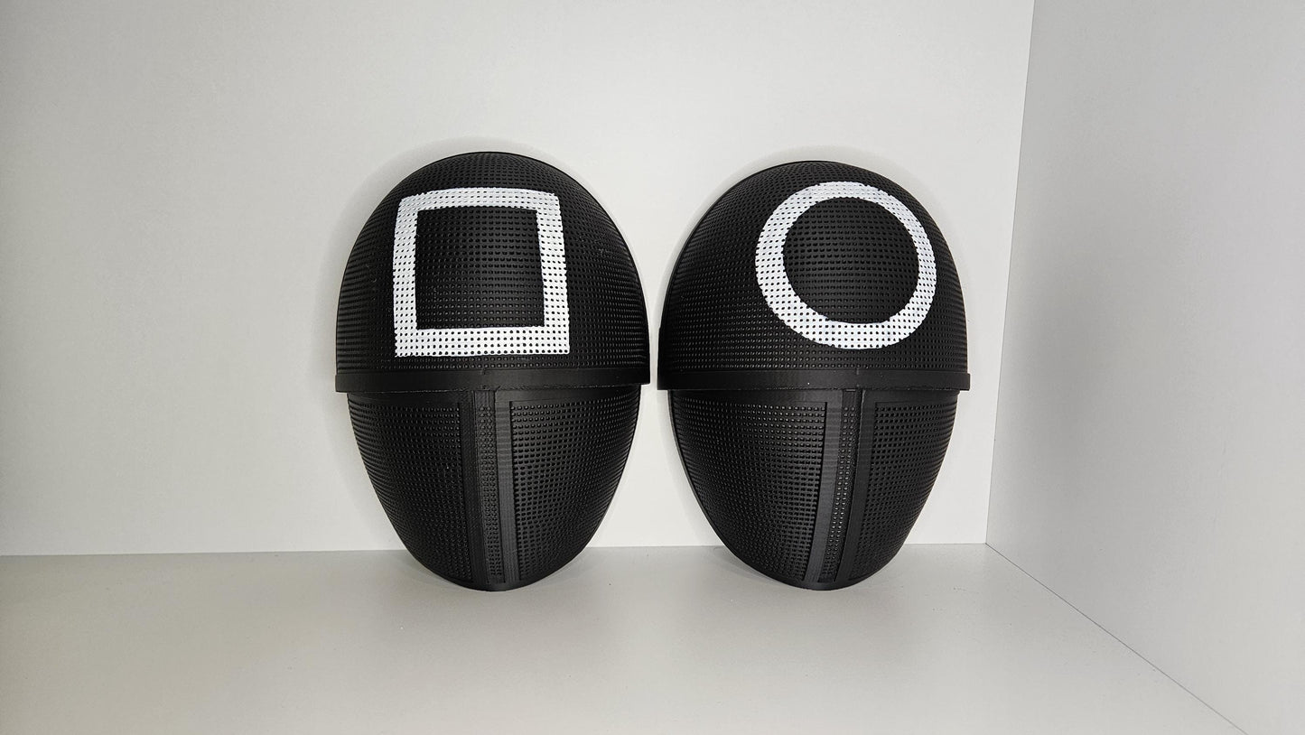 Tintenfisch Maske - Kreis Dreieck Quadrat blank in weiß oder blank schwarz - verstellbarer Klettverschluss Karneval Maske Fasching Cosplay