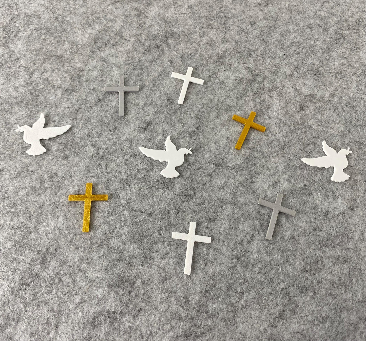 Streudeko Fisch, Kreuz & Taube 3D-Druck – Tischdeko für Taufe, Kommunion, Konfirmation | Christliche Symbole aus PLA