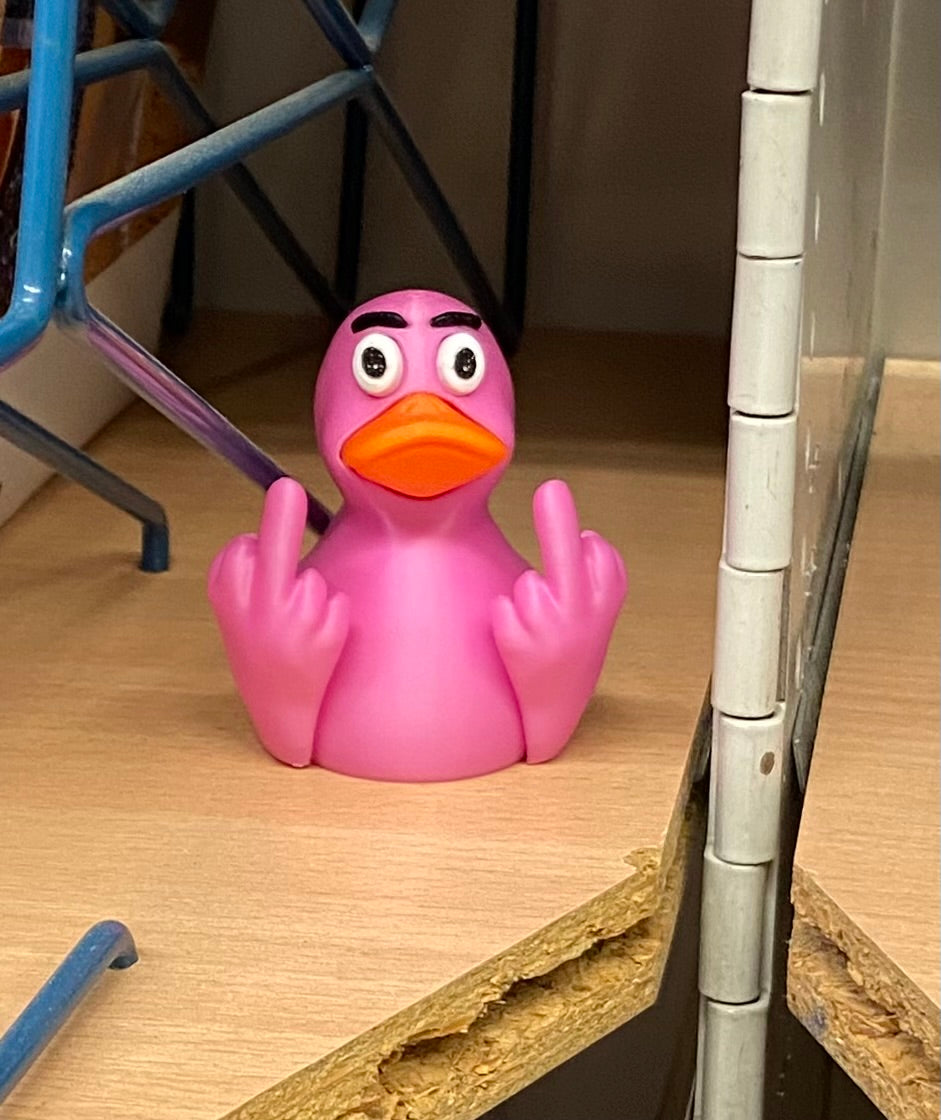 3D gedruckte Ente lustige Mittelfinger Ente Dashboard Spielzeug Erwachsenen Humor Schreibtisch Dekor Stimmungsente Quietscheente