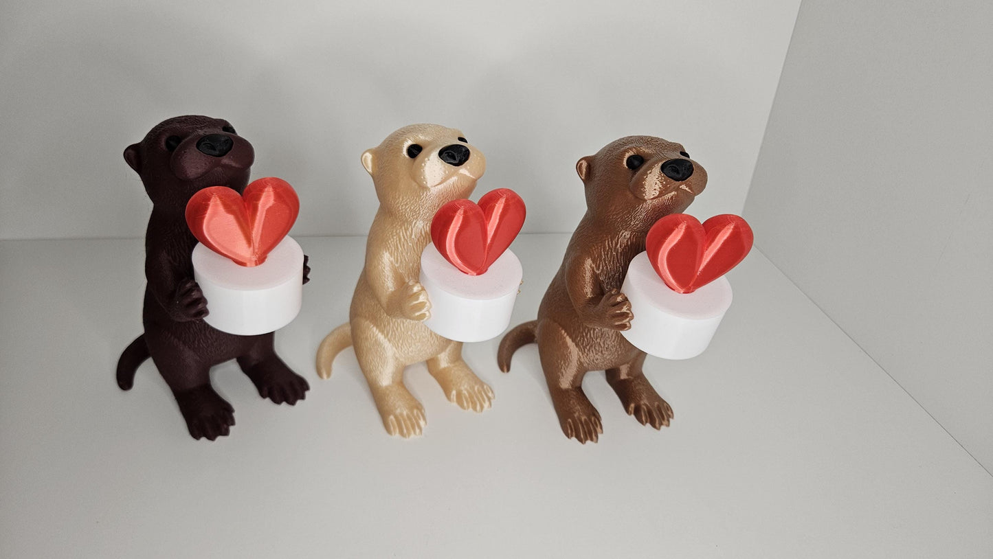 Süßer Otter mit LED-Herzbox - einfach zum verlieben - Das Besondere Geschenk, LED-Licht, Deko, 3D Druck, niedlich