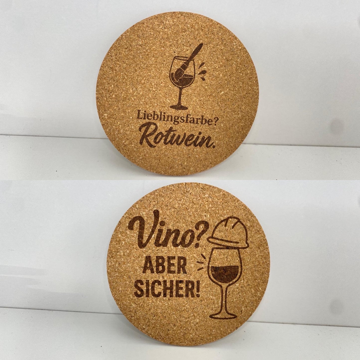 Lustige Korkuntersetzer mit Weinsprüchen – 18er Set | Geschenk für Weintrinker & Genießer