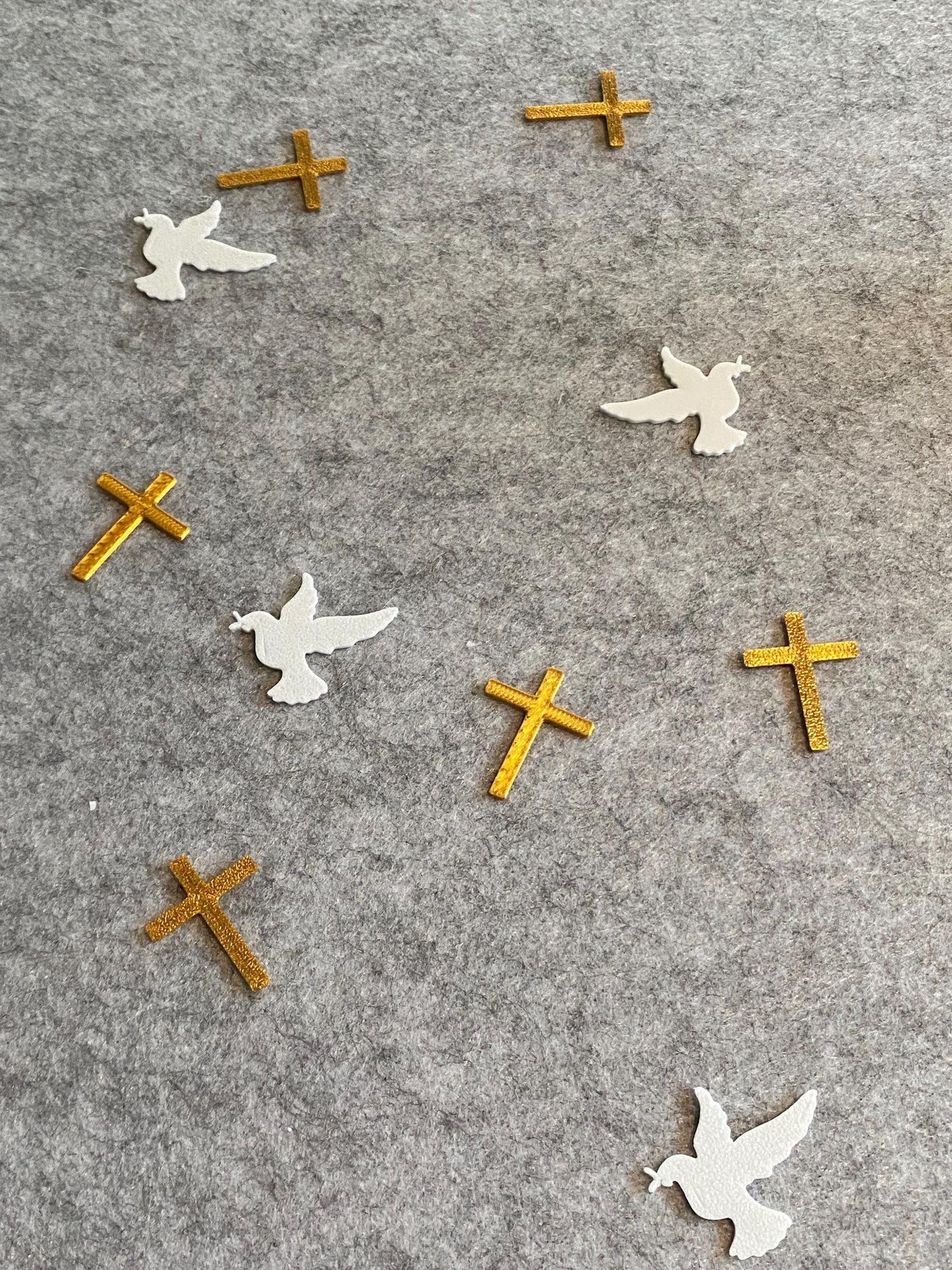 Streudeko Fisch, Kreuz & Taube 3D-Druck – Tischdeko für Taufe, Kommunion, Konfirmation | Christliche Symbole aus PLA