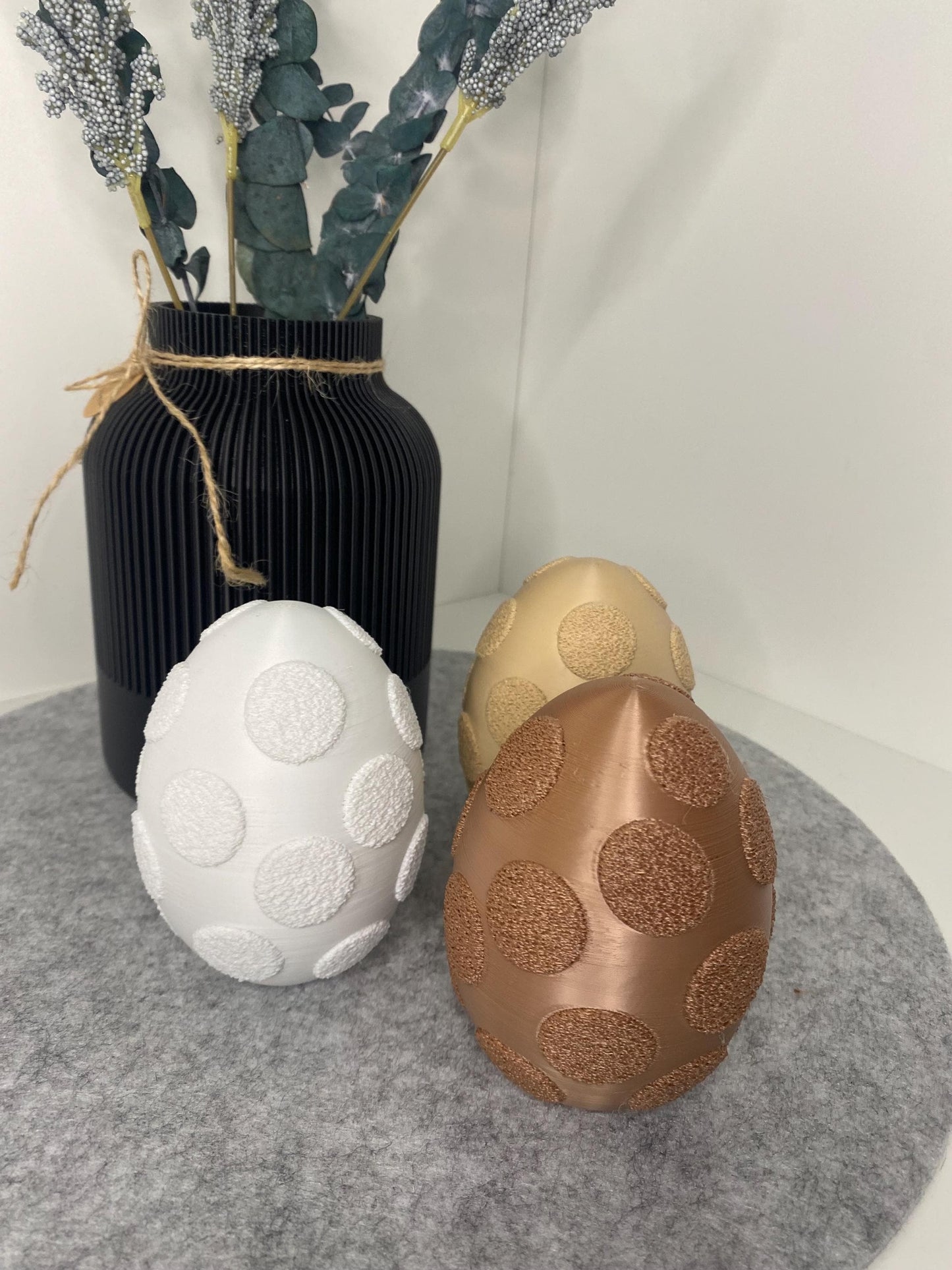 Osterdeko Ei gepunktet Ostern 3D Druck Japandi Modern stilvoll Fuzzy Osterei Eyecatcher