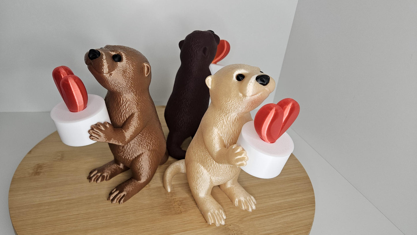 Süßer Otter mit LED-Herzbox - einfach zum verlieben - Das Besondere Geschenk, LED-Licht, Deko, 3D Druck, niedlich