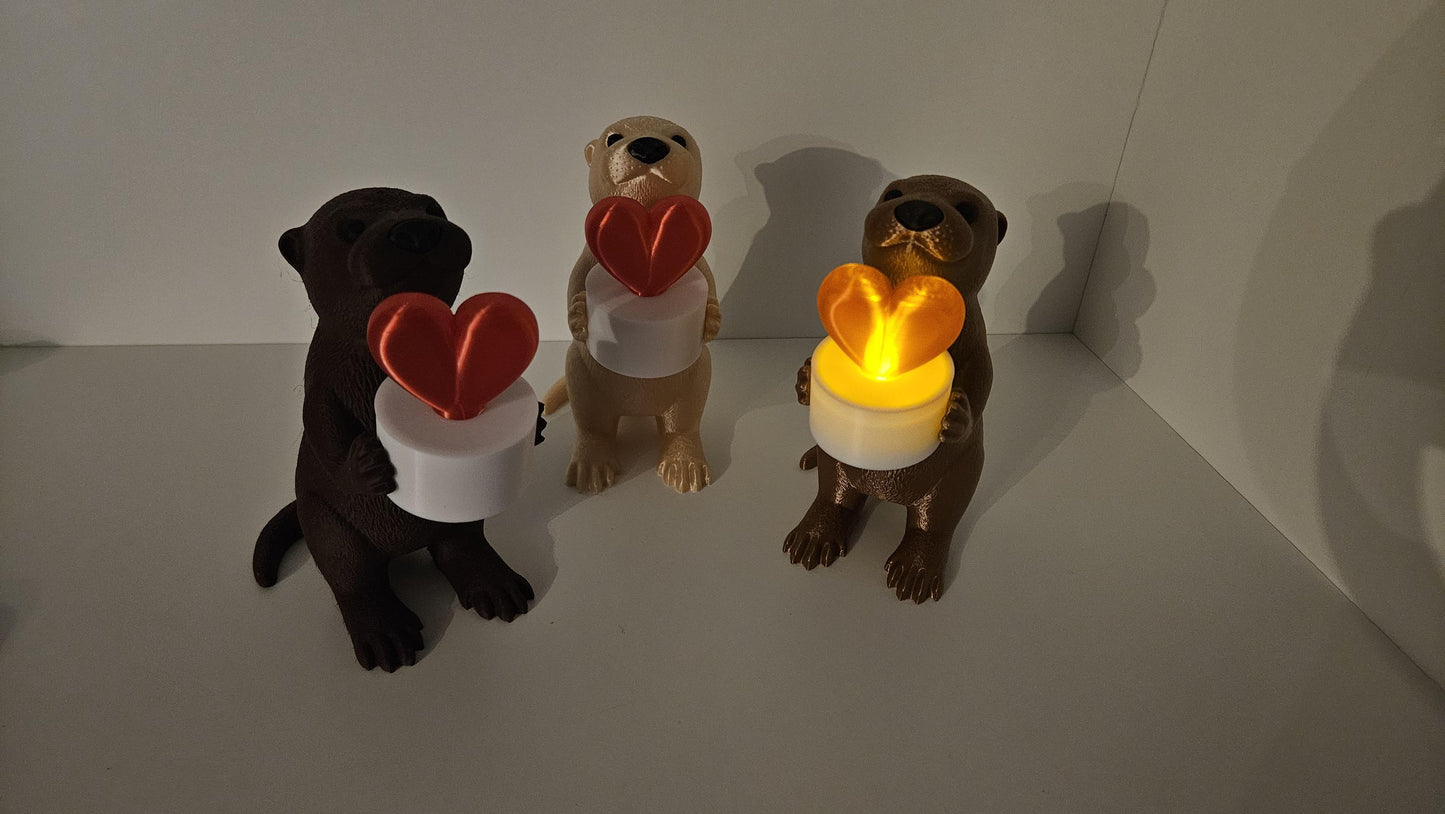 Süßer Otter mit LED-Herzbox - einfach zum verlieben - Das Besondere Geschenk, LED-Licht, Deko, 3D Druck, niedlich