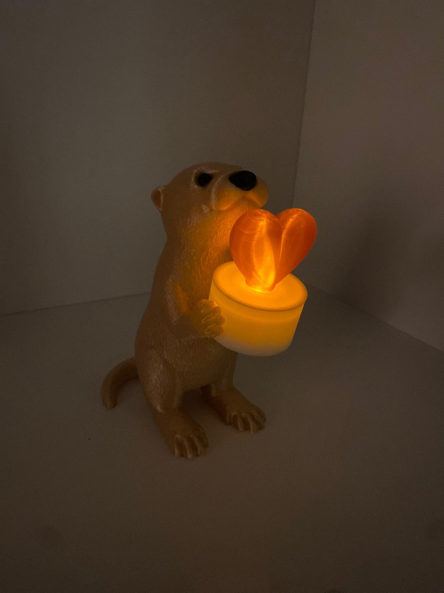 Süßer Otter mit LED-Herzbox - einfach zum verlieben - Das Besondere Geschenk, LED-Licht, Deko, 3D Druck, niedlich