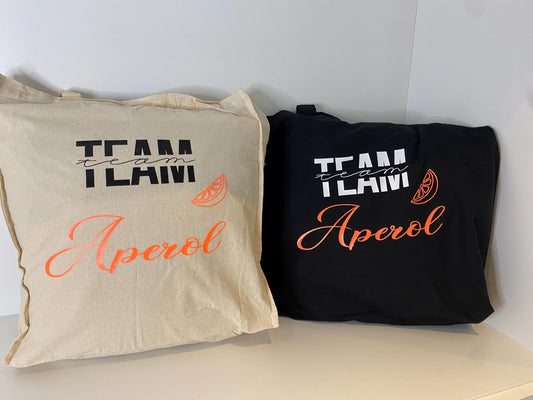 Jutebeutel "Team Aperol"  Shopping Tasche Geschenk für Freundin  orginelle Geschenkidee Einkaufstasche Shopping