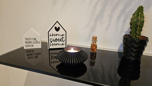 Moderner Teelichthalter aus 3D gedruckt aus PLA in eleganten Farbtönen - Funktionalität und Stil für eine gemütliche Wohnatmosphäre.