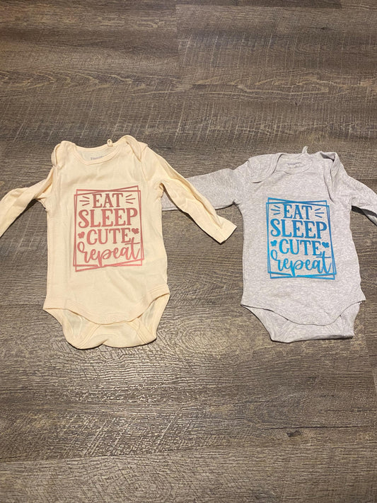 Bügelbild für Babybody Eat - sleep - cute - repeat Geschenk Babyparty