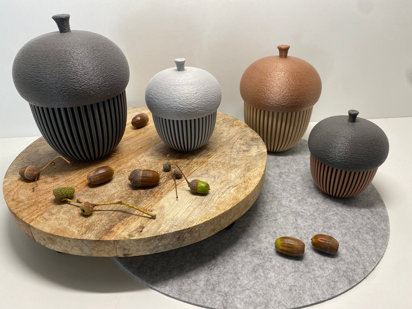 Herbstdeko Eichel-Dose – 3D-gedruckt in zwei Größen ideal für LED-Teelichter oder kleine Gegenstände