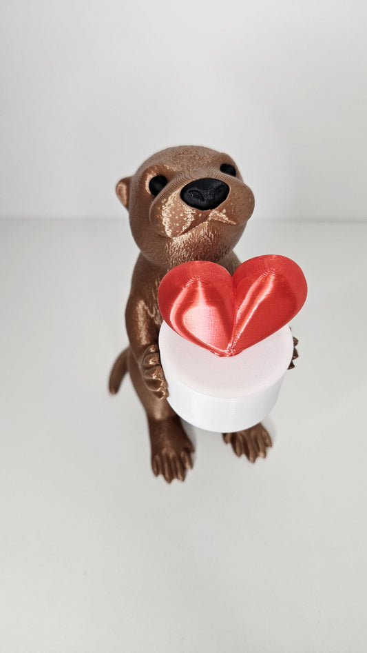 Süßer Otter mit LED-Herzbox - einfach zum verlieben - Das Besondere Geschenk, LED-Licht, Deko, 3D Druck, niedlich