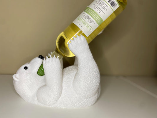 Eisbär Weinflaschenhalter – Origineller Flaschenhalter aus 3D-Druck | Geschenk für Weinliebhaber & stilvolle Dekoration